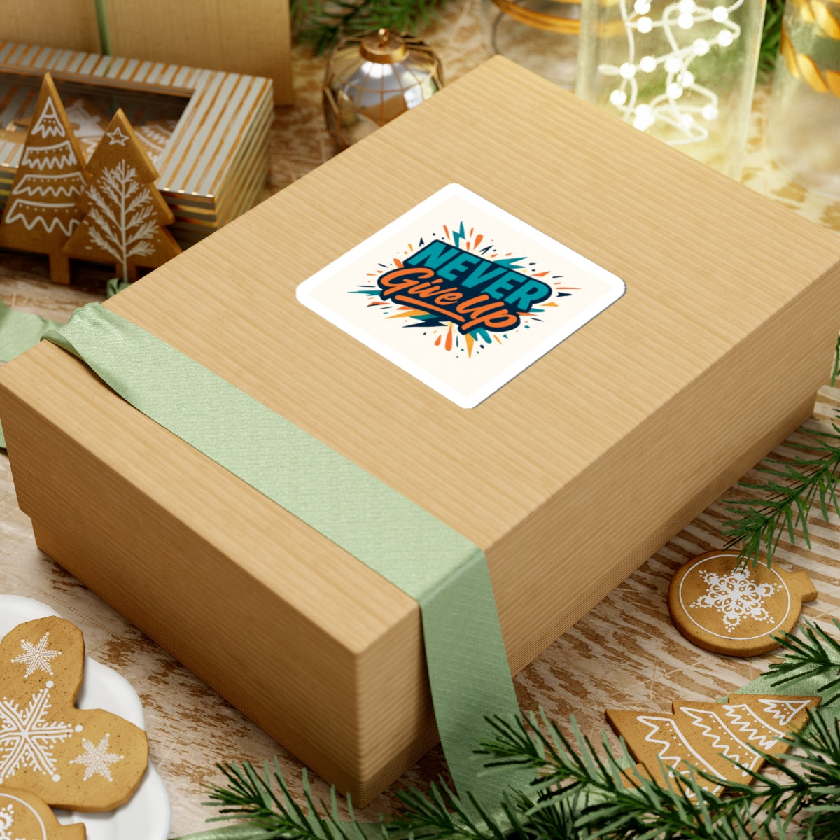 Never Give Up Motivational Sticker — Inspirational Laptop Sticker for Students & Athletes