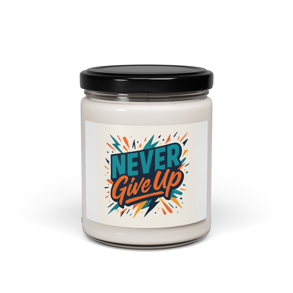 Scented Soy Candle — "Never Give Up" Motivational Jar (9 oz)