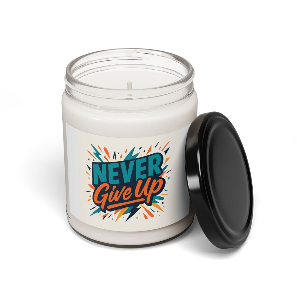 Scented Soy Candle — "Never Give Up" Motivational Jar (9 oz)